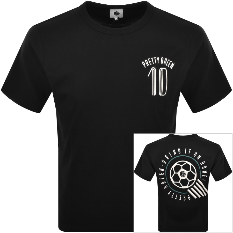 Pretty Green Outro Football T Shirt Black | Mainline Menswear us
